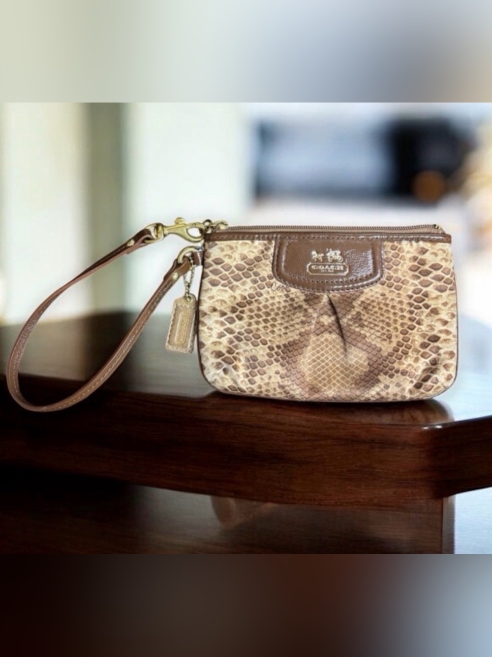Coach snakeskin print wristlet